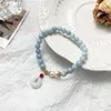 Braccialetti con ciondoli Stile coreano Piccolo ciondolo in agata concentrica dolce fresca per le donne Bracciale con perle d'acqua dolce Regalo di gioielli con corde da donna