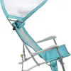 Chaise de camping en aluminium pliante de meubles de camp Plage de sac à dos portable inclinable au bord de l'eau avec parasol et oreiller pour la pêche au pique-nique