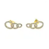 Stud Earrings Gold Color Multi Layer For Women Brand Designer Jewelry Oversized Dainty CZ Circle Geometric Drop Earr