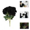 Dekorativa blommor Silkduk Flower Bouquet Black Roses Halloween Wedding Decor Fake Rose Ornament