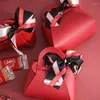 Gift Wrap 10 PCS Leather Box Creative Handbag Shape Ribbon Bow Temperament Small Boxes For Gifts Baby Shower Candy Packaging