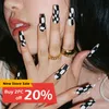 False Nails 24pcs 가짜 웨어러블 프레스 제곱 머리 발레리나 매니큐어 풀 커버 완성 된 손톱 분리장