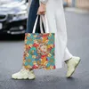 Shopping Bags Colorful Flower Shoulder Bag Women Eco Fashion Gorgeous Large Capacity Handbag Casual Shopper Student