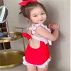 Cute Kids Girls One Piece Swimwear Toddler baby Bikini Sleeveless Swimsuit bowknot Chidren Beachwear Jumpsuit Swim Clothes