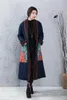 Damskie okopy płaszcze lzjn etniczny płaszcz zimowy kobiety parka chińska wyściełana kurtka Patchwork Autumn Overcoat Kaban Winterjas Dames Jaqueta