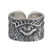 Cluster Rings Bocai S990 Foot Silver Retro Hammer Design över gränsen Thai Eye Wide Version Herrring