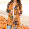 Damesjassen dames kimono's voor zomerse dames casual Halloween print lange mouwen lange mouw top vestig jasje trui jas extra licht