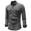 Chemises décontractées pour hommes marque coton Denim hommes à manches longues hauts qualité Cowboy coupe ajustée Jean t-shirt beau vêtements pour hommes