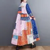 Vestidos casuales 2023 camisa de otoño vestido mujeres literatura coreana y arte tamaño grande impresión suelta moda costura túnicas de longitud media T181