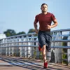 Paket Erkekler Sry -Fit Aktif Atletik Performans Ekibi Boyun T gömlekler - Çalışma Gym Egzersiz Kısa Kollu Hızlı Kuru Tee TOP