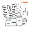 Wall Stickers Farmhouse Pantry Labels 6 Sheets Transparent Waterproof Food Jar For Organization SDF-SHIP