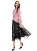 ワークドレスデザイナー春夏女性セット高品質の長袖シャツトップブラックメッシュカジュアルスカートビンテージエレガントファッション