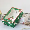 Gift Wrap 4pcs Christmas Cookie Box Santa Snowman Gingerbread Paper Candy Cupcake Packaging Party Favor Kids