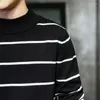 Herentruien 2023 Herfst- en winter Koreaanse versie Trend Persoonlijkheid Gestrepen half Turtleneck Sweater Sweater Menmode Casual Slim Fit