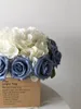 Flores decorativas 10pcs empoeirado azul artificial rosa de cabeça atacado Faux de seda para decoração de festa de casamento diy