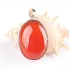 Pendant Necklaces 24x32MM !Fashion Oval Tiger Eye Onyx Opal White Howlite Stone Carnelian Crystal Druzy Charm For Friend Gift