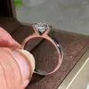 Anillos de racimo 14K Au585 Oro blanco Mujeres Anillo de compromiso de fiesta de boda 1 2 3 4 5 Diamante redondo Moissanite Moda Lindo Clásico