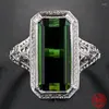 Ringos de cluster 925 Sterling Silver Big Square Emerald Gemstone Anel para mulheres Acessórias de jóias de casamento por atacado
