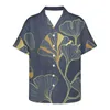 Men's Casual Shirts Florist Clothing Ginkgo Floral Pattern For Men's Hawaiian Shirt Beach 5xl Short Sleeve Fashion Tops Tee Men Blouse