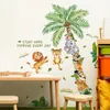 Bakgrunder 2st Coconut Tree Cartoon Animal Wall Stickers vardagsrum sovrum bakgrund heminredning ms4289