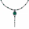 Collana Orecchini Set Foydjew Gioielli di design di lusso Simulazione Gemma verde smeraldo Girocollo Collane Drop Banchetto per le donne