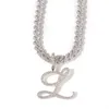 Chokers A-Z Cursive zawieszka w kształcie litery Iced Out kubański naszyjnik dla kobiet początkowa cyrkonia Link Chain naszyjnik Choker Rock Hip Hop biżuteria 230428