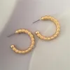 Hoop Earrings Casual Gold Color Plating Textured Medium Size For Women Girl Bohemia Elegant Unique Special Jewelry Accessory