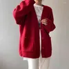 Kvinnors stickor Solid Color Spring Autumn Sticked Cardigan Korean tröja Jacka Kvinnors lös show Thin Size Casual Mångsidig tren