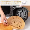 Novo 30/60/90/20pcs Air Fryer Pergaminho Papt Pad Dispositable Kitchen Oven Ove-On-Stick Baking Paper Round Home Air Fryer Acessórios