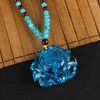 Pendant Necklaces BOEYCJR Ocean Blue Imitation Beeswax Necklace Long Handmade Jewelry Resin Ethnic Vintage For Men Or Women