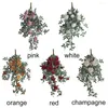 Fleurs décoratives Ornement Décoration de la maison DIY Tenture Verdure Simulation Fleur Guirlande Artificielle Rose Rotin Réaliste Feuilles