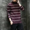 Herentruien 2023 Herfst- en winter Koreaanse versie Trend Persoonlijkheid Gestrepen half Turtleneck Sweater Sweater Menmode Casual Slim Fit