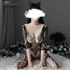 NXY Ensemble Sexy Lingerie Nounours Body Creux Entrejambe Ouvert Bodystocking Élasticité Érotique Catsuit Femmes Porno Combinaison Résille 230426