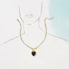 Цепи мода кросс-подвесная цепь длинная ожерелье из нержавеющей стали. Неопытный камень в форме сердца для женщин Добавить очаровательные воротнички рождественский подарок