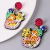 Pendientes colgantes para mujer, bohemios de verano, coloridos, tejidos a mano, cuentas de semillas, copa de vino, lentejuelas, flores