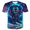 Męskie koszulki harajuku zwykła koszula 3 dt T-shirt Lion odzież nadrukowana głowa z krótkim rękawem