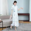 Ethnic Clothing 2023 Aodai Cheongsam Dress Traditional Oriental Flower Print Ao Dai National Lace Qipao Women Vietnam