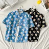 Мужские повседневные рубашки Daisy Printed Hawaiian Beach Shirt For Men Лето с коротким рукавом 3xl Aloha Mens Holiday Clothing Commise 230428