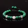 Strand Classic Zircone Leopard Weaving Bracciale Homme Moda Uomo Perle di malachite per donna Pulseira Masculina