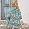 Kadınların Trailtsits gömlek setleri moda baskılı yaz uzun kollu şort 2 adet set bayan vintage tatil plajı gündelik kıyafetler 230428
