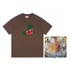 2023 Hochwertiges T-Shirt der neuen Frauen Hemdversion Ärmel - Shirt Kirschbuchstabe Kleine Stickerei Lose Entspannt Unisex