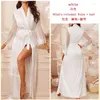 Vêtements de nuit pour femmes Lingerie pour femmes Pyjamas en soie Robe de bain blanche Robes de mariée en satin Sexy Robe en dentelle à manches longues Kimono Robes Femme Sommeil