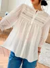 Dames blouses gypsylady witte elegant chic blouse shirt katoen boho zomer dames lantaarn mouw hollow out sexy dames casual top