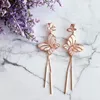 Stud -oorbellen 2023 Koreaanse mode -sieraden Gold vergulde piercing Long Tasel Cute Pink Email Crystal Butterfly voor vrouwelijke meisjes