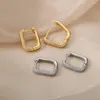 Boucles d'oreilles créoles cercle carré pour femmes acier inoxydable brillant cubique Zircon géométrie coréenne mode anniversaire bijoux cadeau