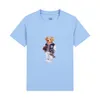 American Little Bear Printed T-shirt Men's Fashion Polo mångsidig rund nacke Pure Cotton Short Sleeve Underlay Top