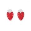 Studörhängen 925 Sterling Silver Emamel Strawberry for Women Girl Gift Jewelry Pendientes Boucle D Oreille EH716