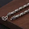 Chains 925 Sterling Silver Double Dragon Head Men Necklace Vintage Punk Thai Six Word's Mantra Fine Jewelry Xmas Gifts