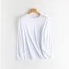 Kvinnors T -skjortor Silk Linen Cotton Summer Long Sleeve White Tshirt Women Clothes Black Top Shirt Womens Topps Basic Overdized Streetwear