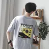 メンズTシャツメンズティー面白いプリント半袖コットンTシャツ男性ファッション夏のTシャツヒップホップストリートウェアブラックホワイトシャツの男性